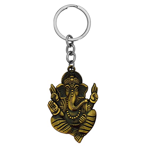 M Men Style Hindu God of Beginnings Lord Shree Ganesh Shiva' Son Locket with Chain Green Zinc Metal 00 Keychain and Keyring Gift for Men and Women - Image 1