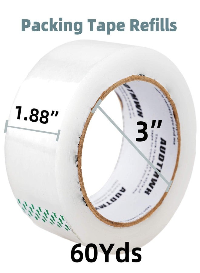 AUDTMWH Packing Tape Refills, Clear, Packaging Tape Heavy Duty Designed for Moving, Shipping and Packing, Mailing,1.88" x 60 yds, 2 Rolls - Image 2