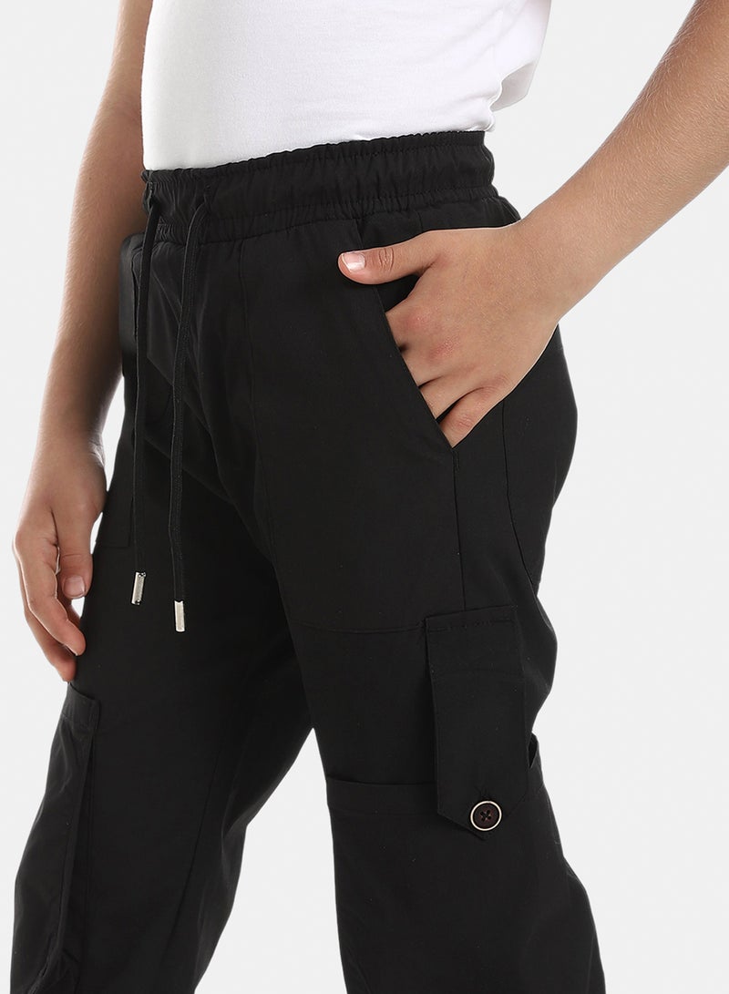 Andora Cargo Pants With Pockets - Black - Image 3