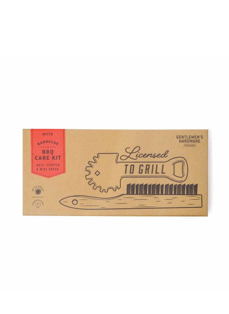 GENTLEMEN'S HARDWARE BBQ Care Kit - Grill Scraper & Wire Brush  - Image 3