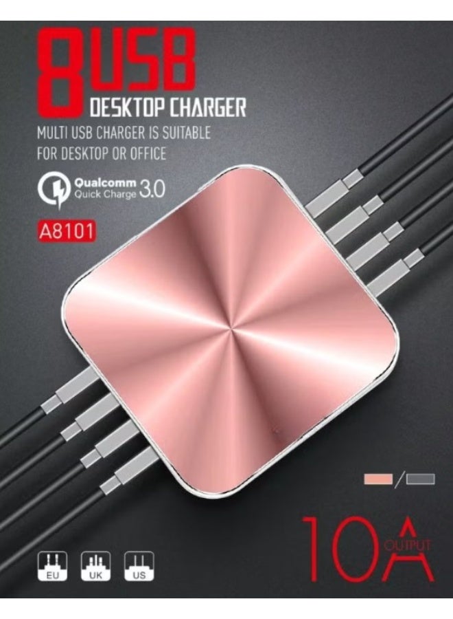 REBENUO 50W Fast charing 8 USB QC3.0 Ports 10A desktop quick charger - Image 1