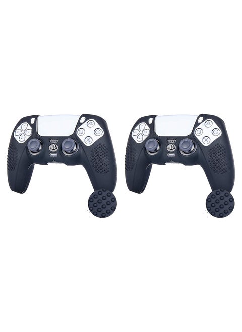 PS5 Silicone Grip Controller Case Cover Skin Protector for Playstation 5 Accessories - Black (Pack of 2)