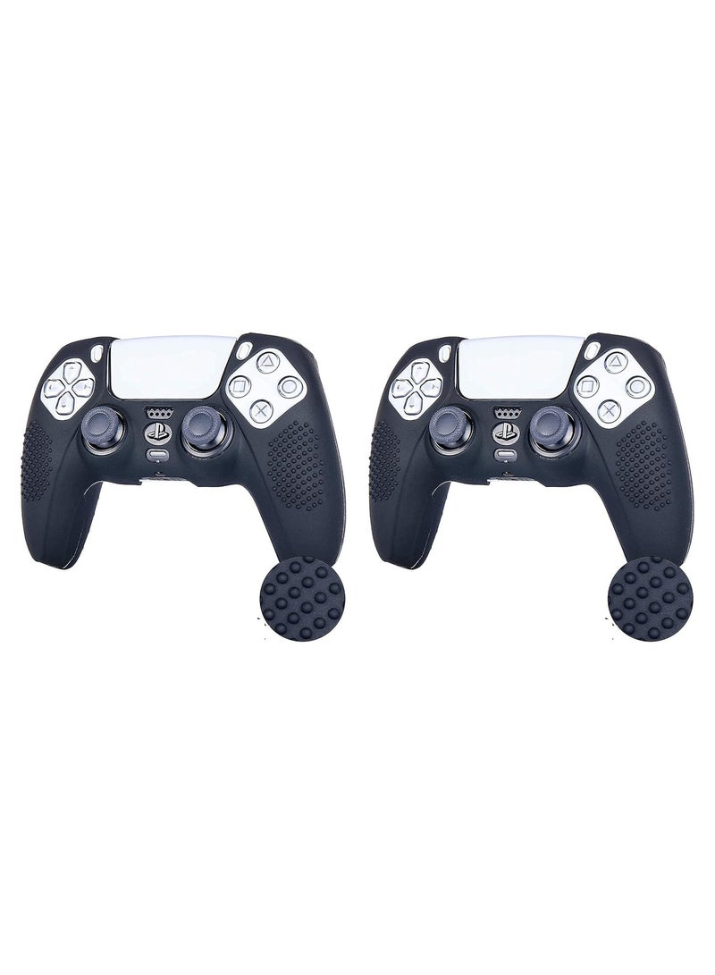 PS5 Silicone Grip Controller Case Cover Skin Protector for Playstation 5 Accessories - Black (Pack of 2) - Image 1