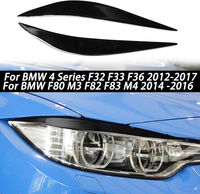 QASULER Gloss Black Headlight Eyebrow Trim for BMW - Image 5