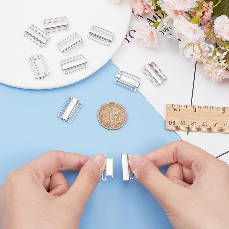 klarako 20pcs Metal Bra Strap Hooks, Alloy Bikini Clips Bra Clasp Replacement Part for Lingerie Front Closure, Platinum - Image 5