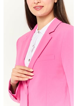 Michael Kors Women Regular Fit Solid Semi Formal Blazers, Pink  - Image 3