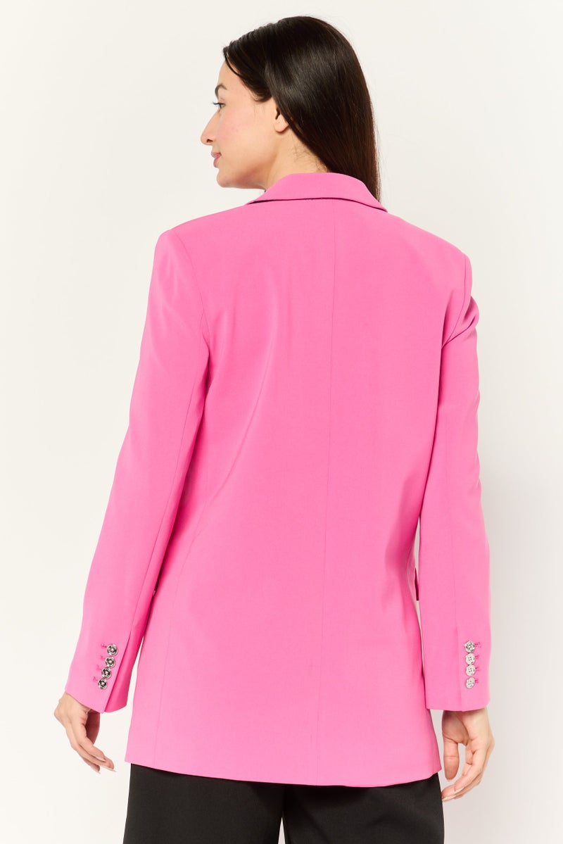 Michael Kors Women Regular Fit Solid Semi Formal Blazers, Pink  - Image 2
