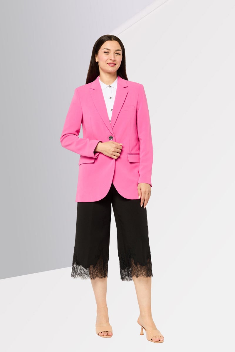 Michael Kors Women Regular Fit Solid Semi Formal Blazers, Pink  - Image 4