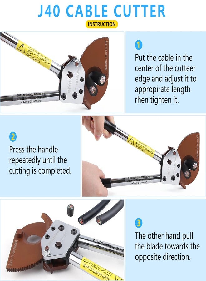 Yangoutool Heavy-Duty Ratcheting Cable Cutters for Large Copper, Aluminum, and Armored Cables - J40 Wire Cutter up to 300 mm², Electrical Wire Cutting Tool - Image 3