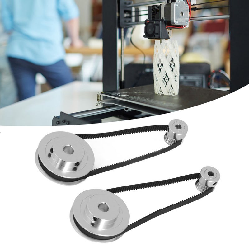 Timing Pulley Set 20 Teeth 60 Teeth Aluminum Synchronous Wheel with 280mm Length 6mm Width Timing Belt for 3D Printer 8mm/0.3in 60 Teeth Bore 5mm/0.2in 20 Teeth Bore - Image 3