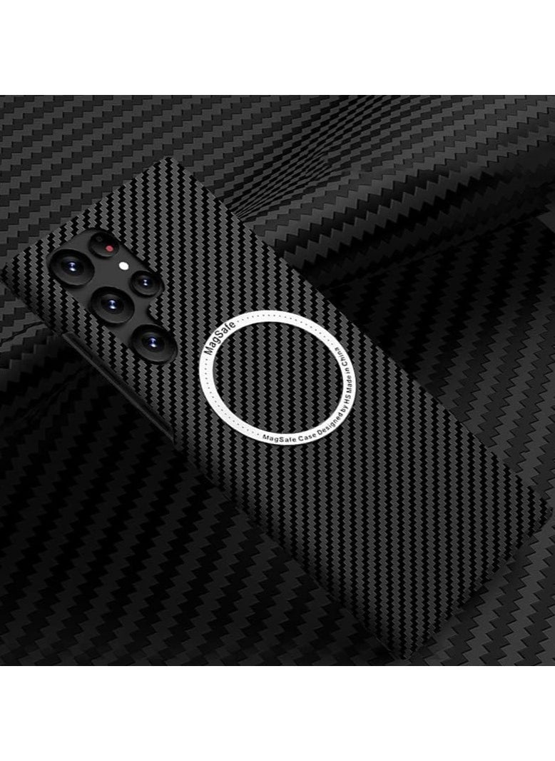 Anmi Case for Samsung Galaxy S24 Ultra, Compatible with Mag-Safe, 600D Aramid Fiber (Black)  - Image 1