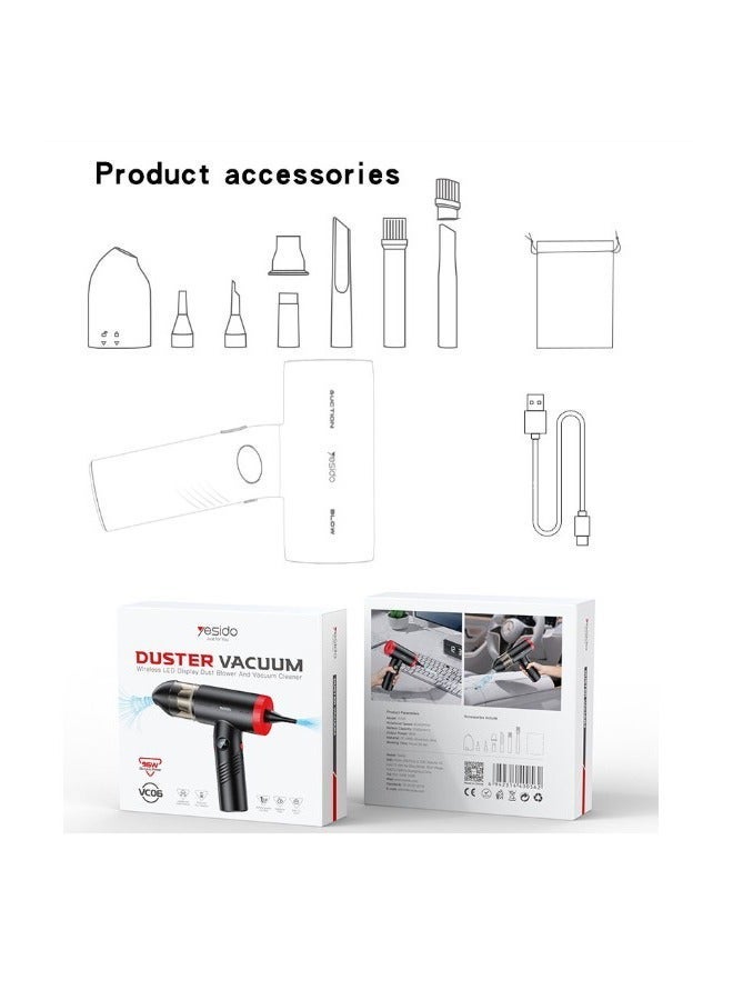 Yesido 2-in-1 Wireless Handheld Vacuum Cleaner and Air Blower, Up to 6900Pa – For Car and Home – Black & Red - Image 3