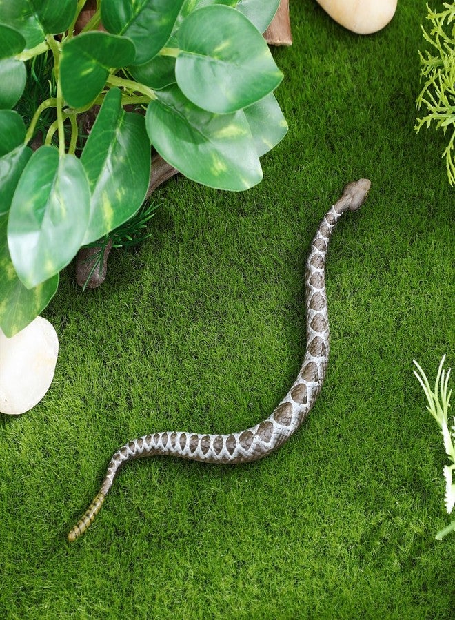 Sewroro Rubber Rattlesnakes Realistic Fake Rattle Snake Realistic Rubber Snake Figurine Statue for Halloween Prank Props Halloween Party Garden Decoration 16x1.5x1.2cm Brown Fake Rattlesnake - Image 2