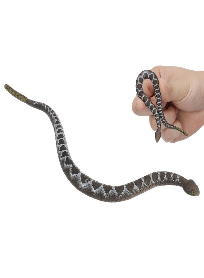 Sewroro Rubber Rattlesnakes Realistic Fake Rattle Snake Realistic Rubber Snake Figurine Statue for Halloween Prank Props Halloween Party Garden Decoration 16x1.5x1.2cm Brown Fake Rattlesnake - Image 1