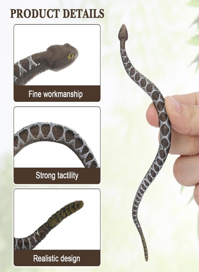 Sewroro Rubber Rattlesnakes Realistic Fake Rattle Snake Realistic Rubber Snake Figurine Statue for Halloween Prank Props Halloween Party Garden Decoration 16x1.5x1.2cm Brown Fake Rattlesnake - Image 5