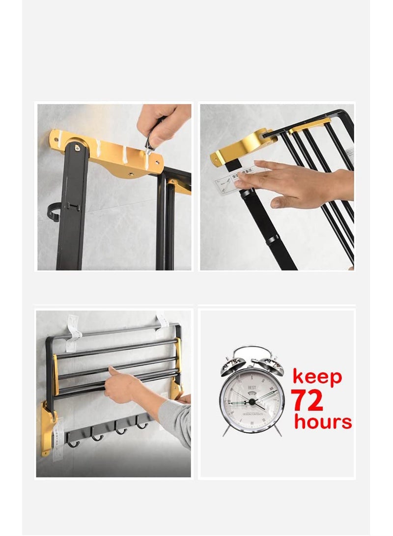 مونوج مجموعة أدوات الحمام المكونة من 6 قطع، حامل مناشف، رف مناشف، خطاف ملابس، صندوق مناديل مقاوم للماء، سلة تعليق مزدوجة الجدار، فرشاة مرحاض - Image 3