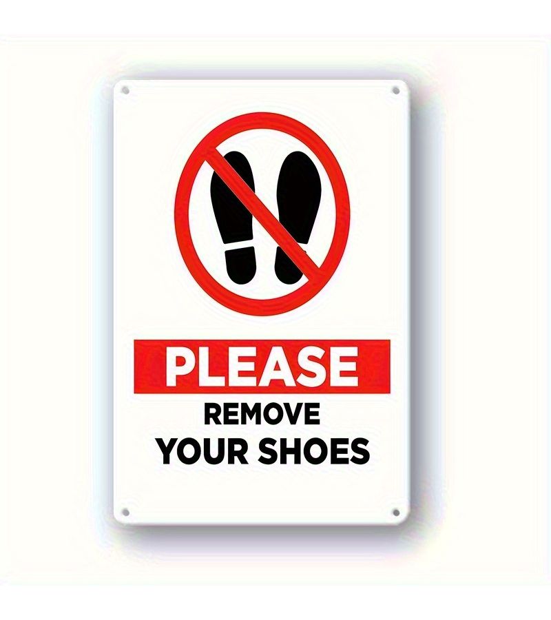 8 X 12 Inch Please Remove Shoes Sign Iron Metal Red And Black Design For Home Store School Shopping Mall Wall Decoration Easy To Install With Pre Drilled Holes Modern Footwear Themed Decor - Image 3