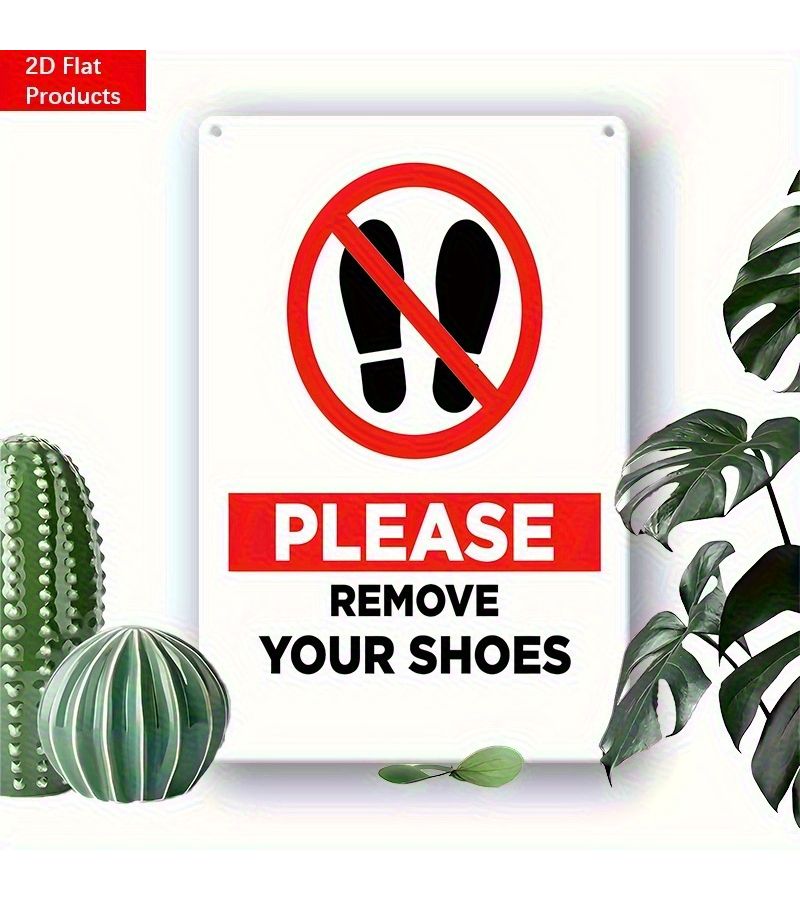 8 X 12 Inch Please Remove Shoes Sign Iron Metal Red And Black Design For Home Store School Shopping Mall Wall Decoration Easy To Install With Pre Drilled Holes Modern Footwear Themed Decor - Image 5