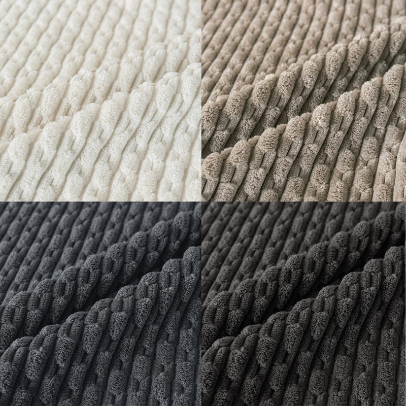 Cozoomy Set of 4 Grey White Taupe Decorative Throw Pillow Covers 18x18 Inch Corduroy Pillow Covers for Bed Couch Sofa Living Room Soft Square Cushion Cases - Image 3