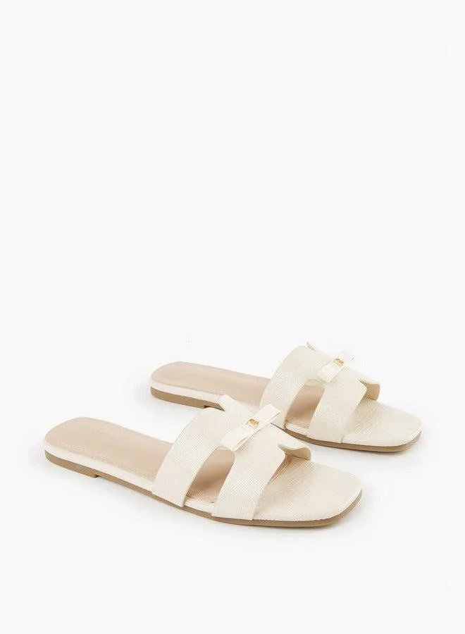Flora Bella By Shoexpress Bow Accent Slip-On Flat Sandals