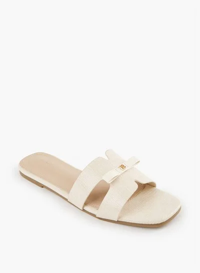 Flora Bella By Shoexpress Bow Accent Slip-On Flat Sandals