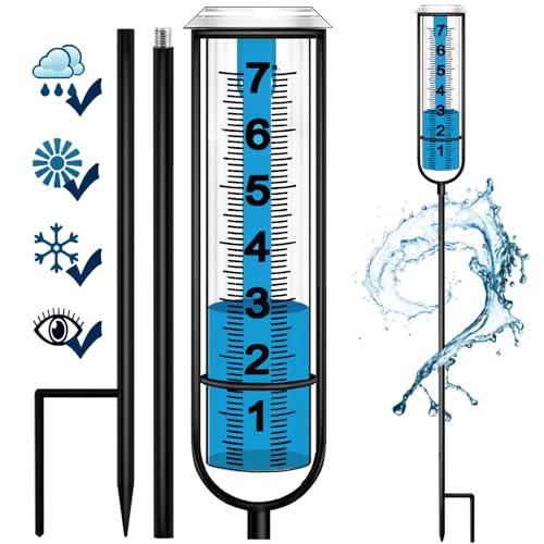 BIUWING Rain Gauge, Freeze Proof Rain Gauge Outdoor with Stake, Upgrade Water Rain Meter, Rain Measure Gauge for Yard, Adjustable Rain Gauges Outdoors Best Rated, Detachable Rain Gauge for Lawn,Garden - Image 1