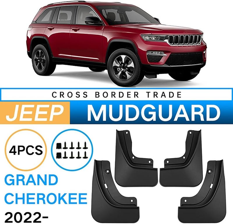 حواجز الوقاية من الطين لسيارة جيب جراند شيروكي (Jeep Grand Cherokee) للموديلات 2022-2025، للأمام والخلف، مزودة بحماية للإطارات ومقاومة للتآكل الخارجي، إكسسوارات سيارة - Image 2