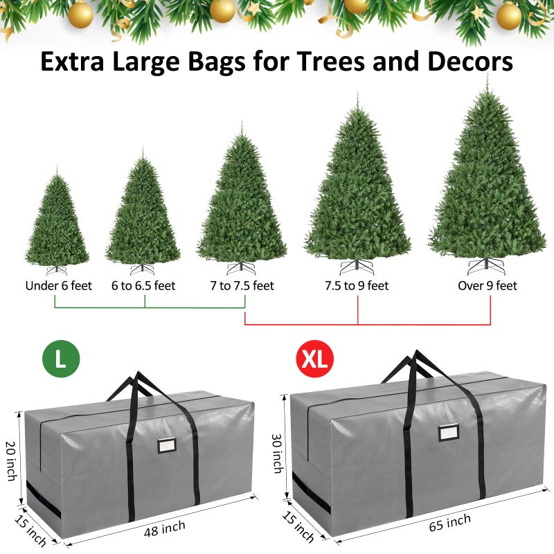 HABGP 7.5 ft Christmas Tree Storage Bag, Fits Artificial Xmas Holiday Tree, Durable Christmas Tree Storage Box Waterproof Material with Zippered Bag & Carry Handles, Protects from Dust, Moisture-Gray - Image 5