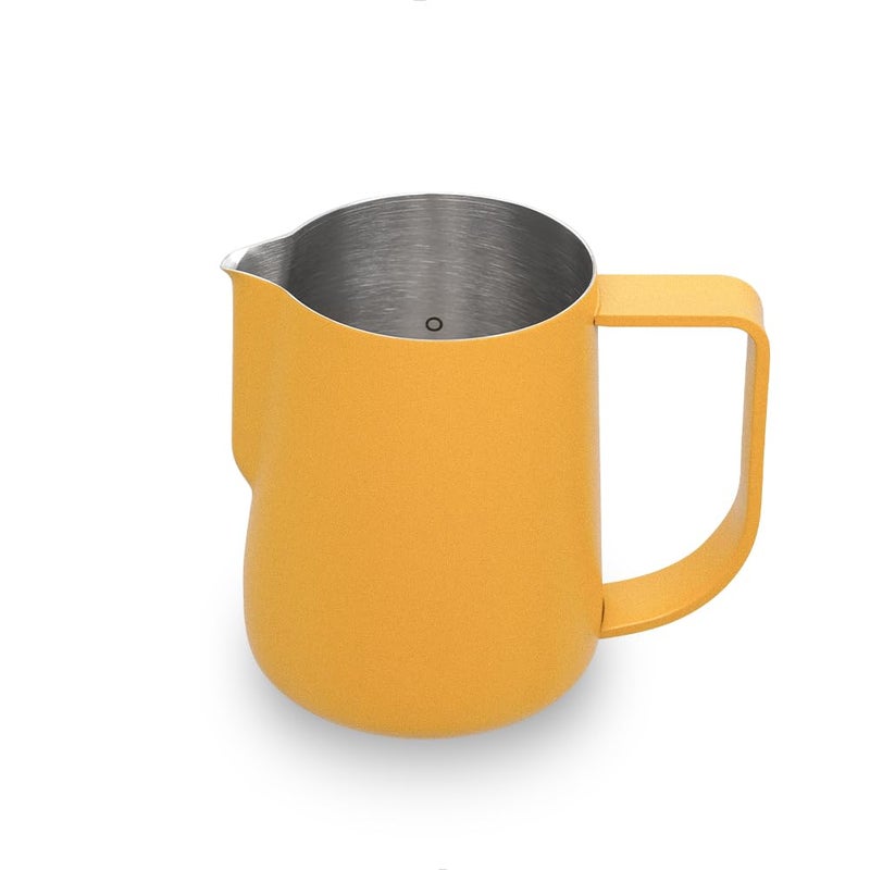 WATCHGET watchget Milk Frothing Pitcher 250ml8oz Stainless Steel Espresso Steaming Jug with Matte Yellow Coating Latte Art Coffee Frother Cup 