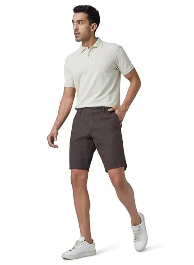 XYXX  Men Twill Cotton Chinos Shorts, Regular Fit, Solid, Pack of 1, CB1SHT07_30, Sand Brown, 30  | Best Price UAE