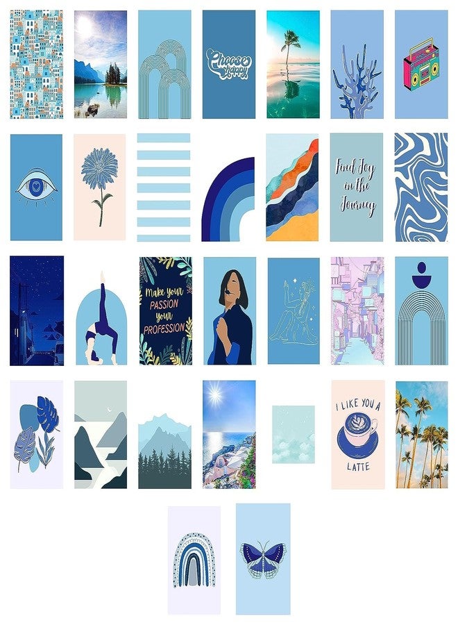 Pack of 30 Blue color Aesthetic Wall Collage Kit Posters - 4 x 6 Inches Posters for Wall Decoration - Wall Art For Bedroom, Office, Living room, Dorm room - Image 1