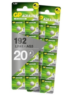 GP 20-Pieces GP (192) LR41 AG3 Alkaline Cell 0% Mercury 1.5V Batteries  - Image 1