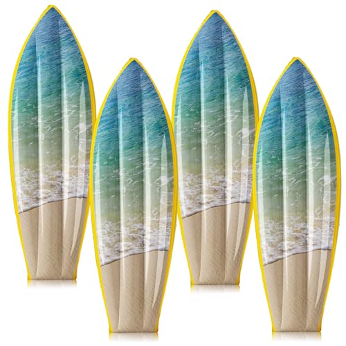 JellyArch 4 Pcs Beach Inflatable Surf Board 36 Inch Inflatable Pool Floats Luau Hawaiian Party Decorations Blow up Surfboard for Wall Beach Party Decorations - Image 1