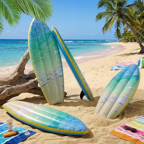 JellyArch 4 Pcs Beach Inflatable Surf Board 36 Inch Inflatable Pool Floats Luau Hawaiian Party Decorations Blow up Surfboard for Wall Beach Party Decorations - Image 3