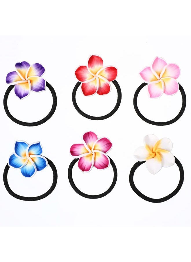 Beaupretty 12pcs Plumeria Hair Tie Hawaiian Elastic Hair Rope Flowers Ponytails Bands Hair Accessories for Women Girls  - Image 1