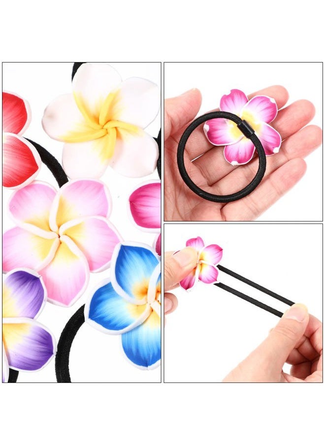 Beaupretty 12pcs Plumeria Hair Tie Hawaiian Elastic Hair Rope Flowers Ponytails Bands Hair Accessories for Women Girls  - Image 3