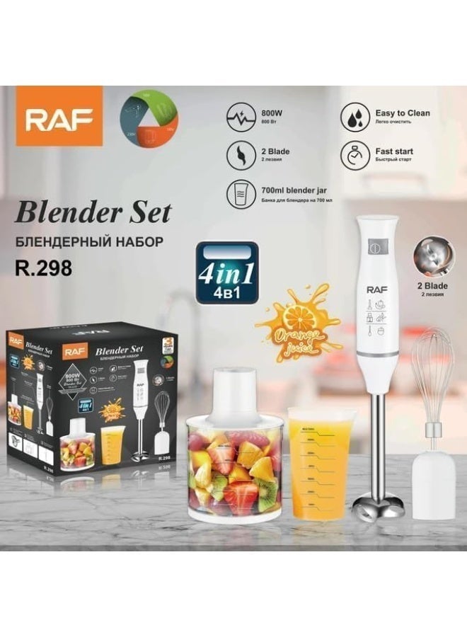 RAF Hand Blender 4-in-1 800W Immersion Stick Blender with Chopper, Whisk & 700ml Jar – 6-Speed Stainless Steel Blades for Smoothies, Purees, Sauces & Everyday Food Preparation - Image 4
