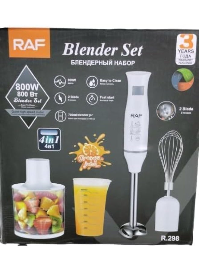 RAF Hand Blender 4-in-1 800W Immersion Stick Blender with Chopper, Whisk & 700ml Jar – 6-Speed Stainless Steel Blades for Smoothies, Purees, Sauces & Everyday Food Preparation - Image 1
