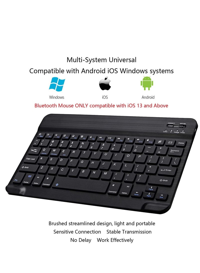 Ultra-Slim Bluetooth Keyboard and Mouse Combo Rechargeable Portable Wireless Keyboard Mouse Set for Apple iPad iPhone iOS 13 and Above Samsung Tablet Phone Smartphone Android Windows (Black) - Image 3