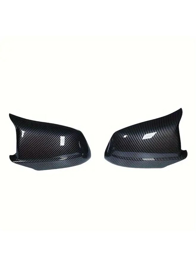 For 5 Series F10 F18 2010 2013 Front Period Replacement Bright Black Carbon Pattern Horn Rearview Mirror Shell F10 Modified Horn Carbon Pattern - Image 1