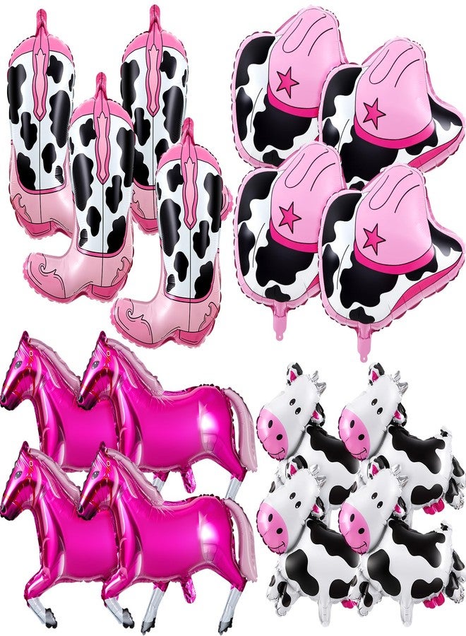 PullCrease 16 Pcs Western Party Balloons Horse Balloons Cow Balloons Cowgirl Boot Balloons Cowboy Hat Foil Balloons for Western Party Decorations Cowgirl Cowboy Themed Birthday Party (Cowgirl) - Image 2