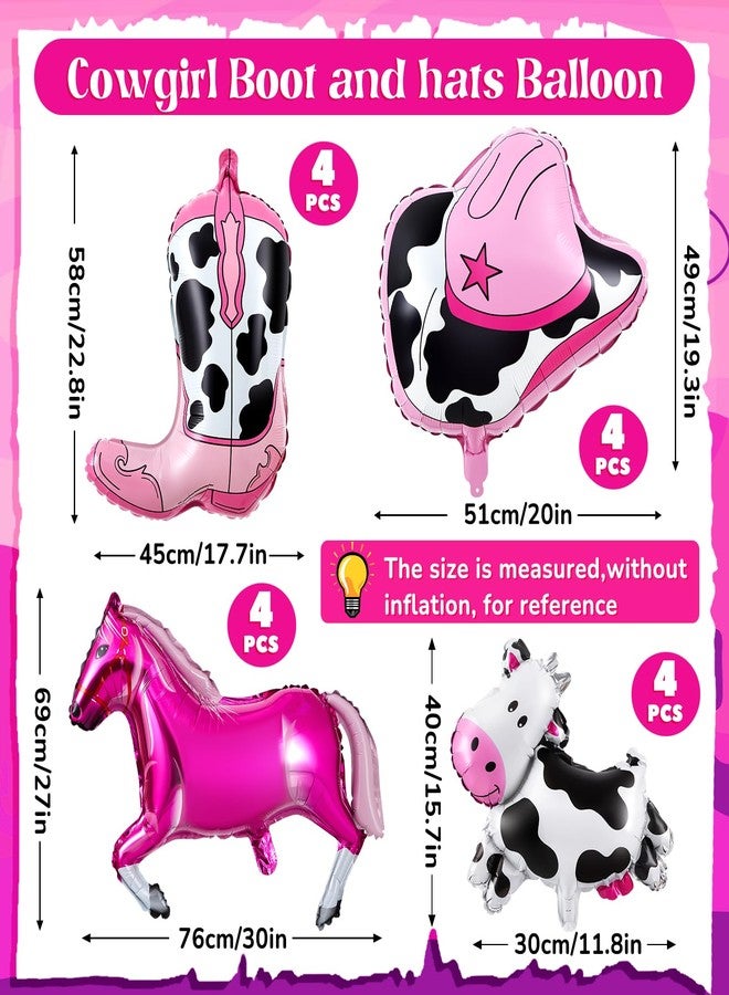 PullCrease 16 Pcs Western Party Balloons Horse Balloons Cow Balloons Cowgirl Boot Balloons Cowboy Hat Foil Balloons for Western Party Decorations Cowgirl Cowboy Themed Birthday Party (Cowgirl) - Image 4