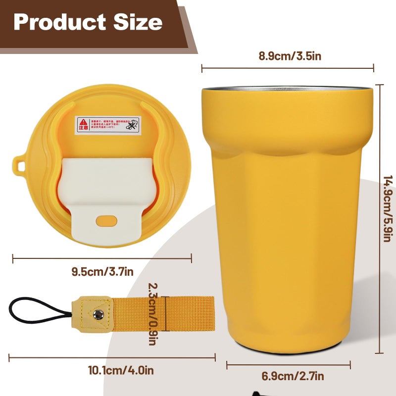 DITOSH Insulated Coffee Tumbler 15.2oz 450ml Travel Coffee Mug 316 Stainless Steel Direct Drink Opening Leakproof Lid Reusable Insulated Coffee Mug Hot and Cold Ideal Travel Mug for Coffee Lover - Image 2
