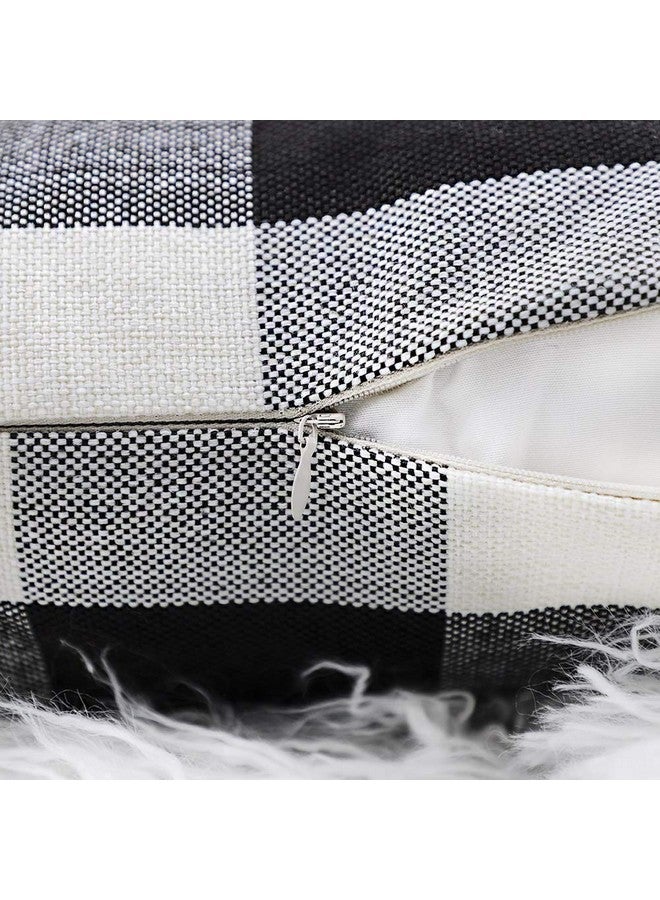 4TH Emotion Black and White Buffalo Check Plaids Throw Pillow Case Cushion Cover for Sofa 18 x 18 Inch, Pack of 2  - Image 4