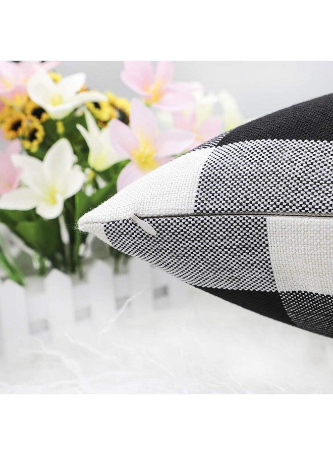 4TH Emotion Black and White Buffalo Check Plaids Throw Pillow Case Cushion Cover for Sofa 18 x 18 Inch, Pack of 2  - Image 3