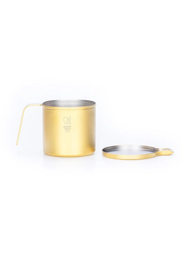 KEITH Titanium Colorful Mug Gilt Gold Edition, Double-Wall Pure Titanium Coffee Mug 400ml Lightweight Thermal Cup - Image 2