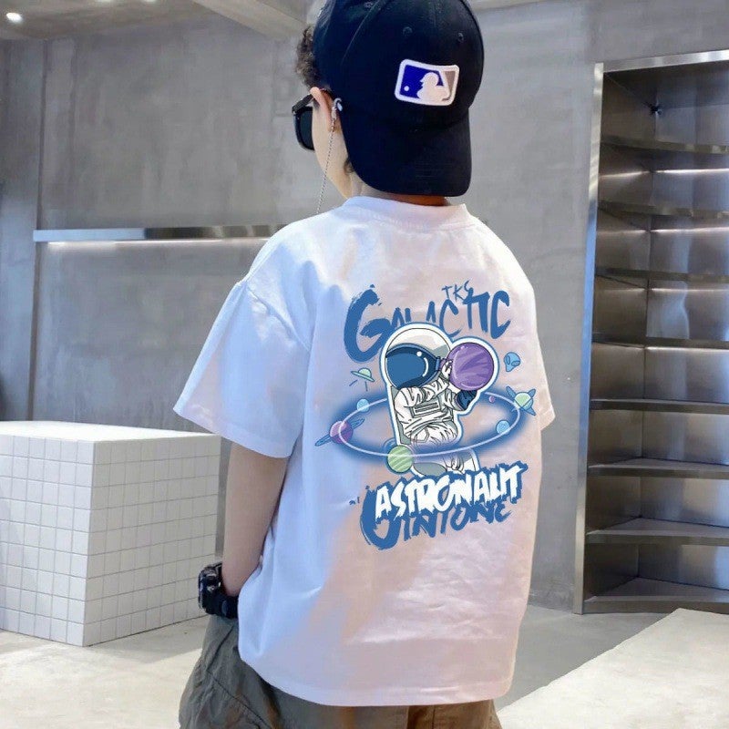 Boys' Summer T-Shirt Short-Sleeved 2023 New Fashionable Medium And Large Children'S Breathable Thin All-Match Loose Half-Sleeved Top - Image 1