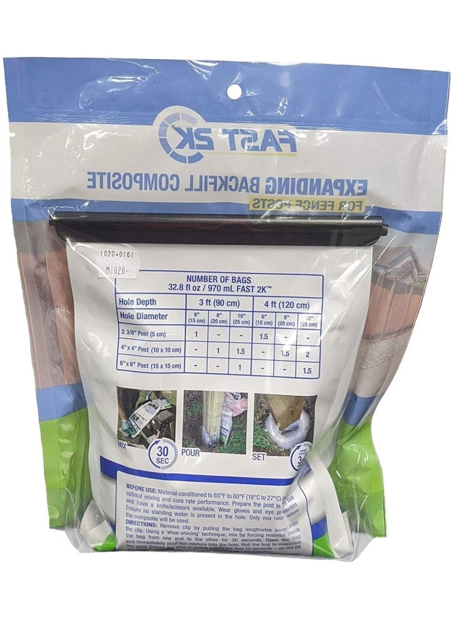Generic - Fast 2K Fence Post Mix and Concrete Alternative and Replacement for Fence Post and Mail Post Installs. 32.8 oz Bag of Expanding Composite Footing Compound - Image 1