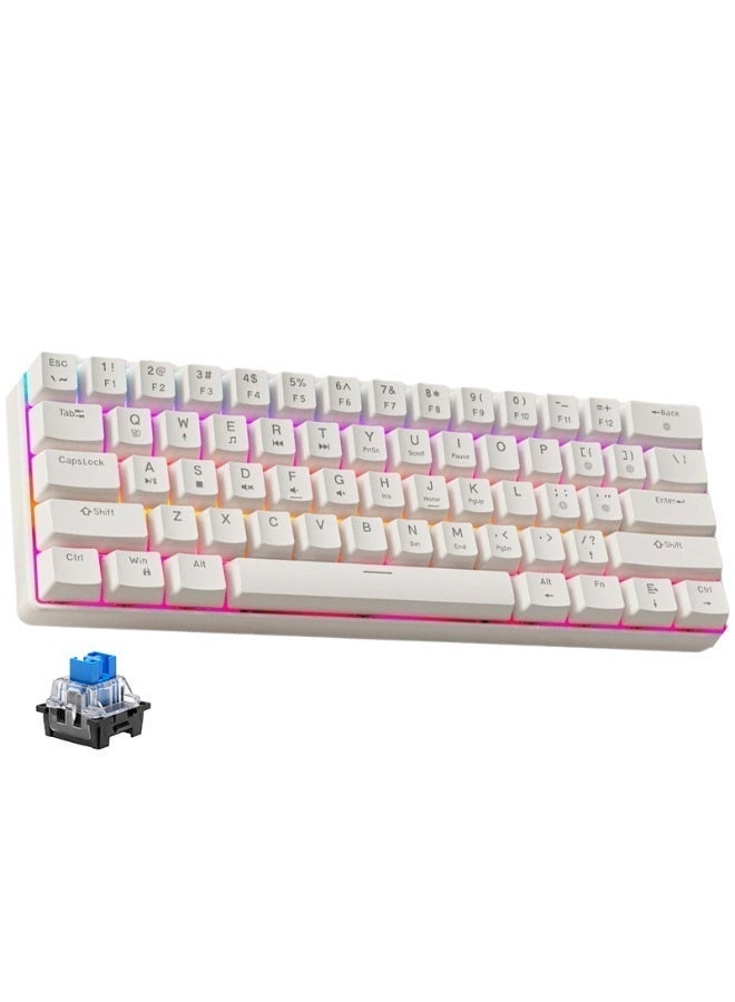 Eweadn G61 60% Gaming Mechanical Keyboard - Rainbow LED Lighting - Anti-Ghosting, Detachable USB-C, Double-Shot Keycaps, 61 Keys Ultra-Compact - Image 1