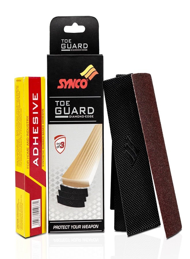 Synco Cricket Bat Toe Guard Kit with Adhesive & Sandpaper, 3 Pcs Rubber Toe Guard Protection, Durable Bat Toe Protection for All Cricket Bats, Anti-Damage Moisture Protection Kit - Image 1